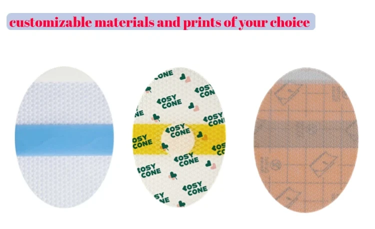 Customizable silicone ear patch with optional materials and printed patterns for personalized needs