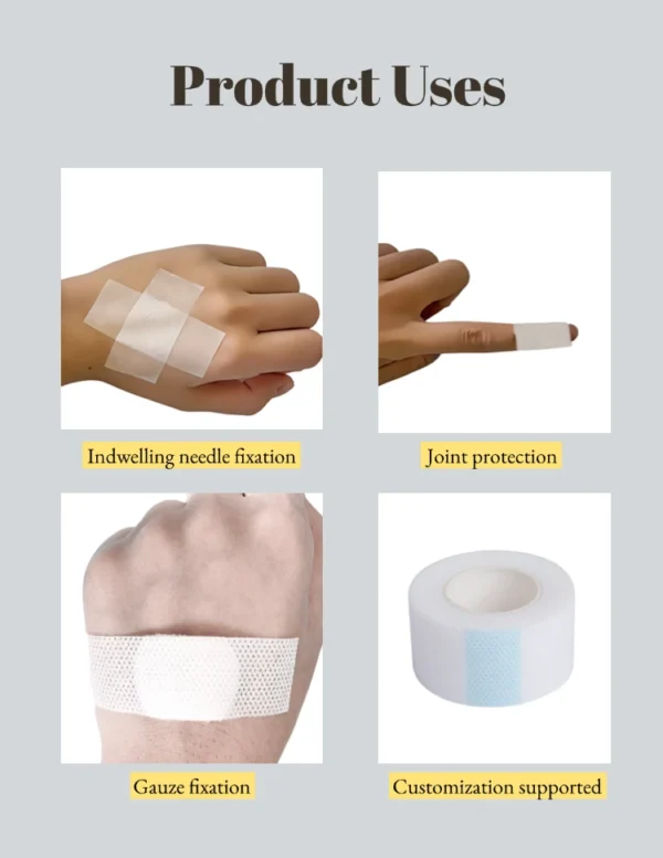 Silicone gel medical tape application scene on patient wound dressing fixation